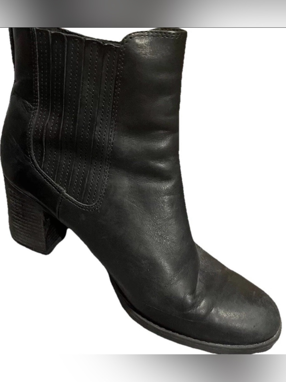 Timberland Women’s Boots Ankle 9.5 Black Leather 2.5” Heel Pull On